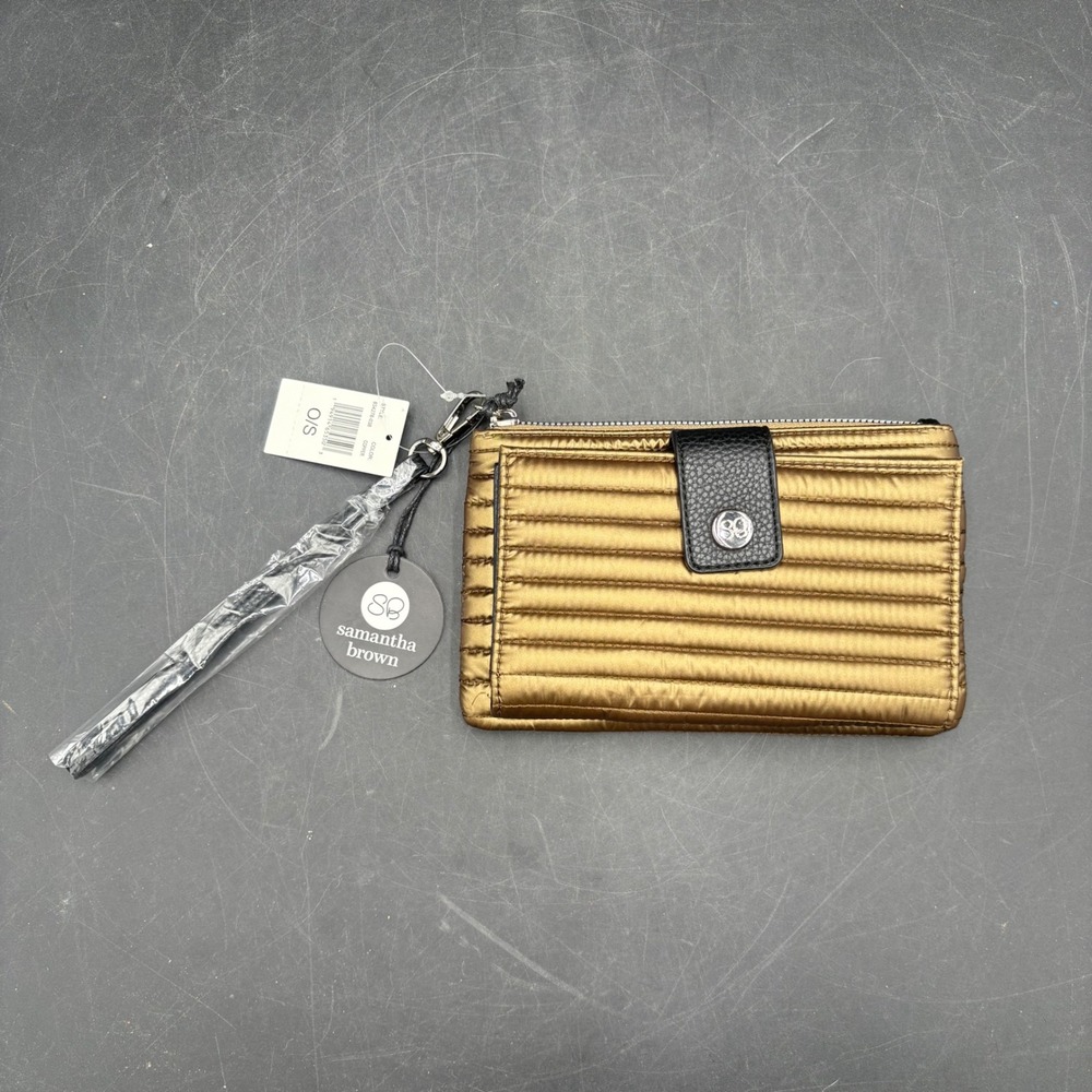 Samantha Brown Quilted Bifold Wristlet Wallet Copper Metallic 834278-038 NWT